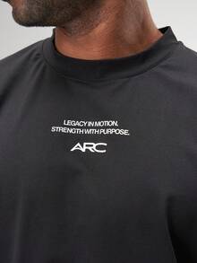 ARC Activewear 超大长袖 T 恤 高性能上衣 健身房运动 - 黑色 - 查看 3