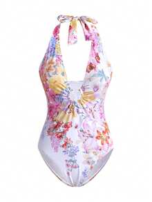 Swim Oasis Women's Romantic Luxury Ombre Floral Print One Piece Swimsuit - Multicolor - View 5