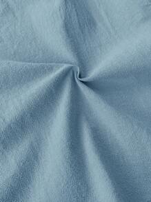 LMoss Kids 2件套女婴纯色圆领休闲上衣和短裤套装 - 藍色 - 查看 7