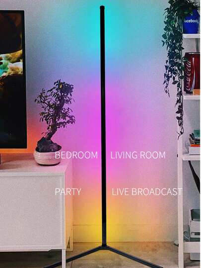 Corner Floor Lamp Smart RGB-IC LED Corner Lamp With App And Remote Control 16 Million Colors & 68+ Scene, Music Sync, Timer Setting - Ideal For Living Rooms, Bedrooms, And Gaming Rooms