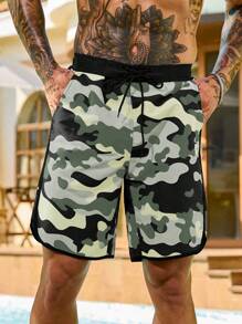 Manfinity Swimmode Men's Casual Camo Print Beach Shorts - Multicolor - View 3