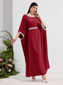 Al Najma 优雅女士珍珠串珠腰部宽松连衣裙 - 紅色 - 查看 2