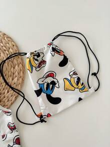 2 件套男婴卡通动物印花围兜 + 短裤 2 件套服装套装，适合春夏休闲、家居、派对穿着 - 白色 - 查看 4