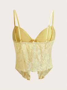 SHEIN ICON 开衩下摆提花面料吊带背心 - 黃色 - 查看 2