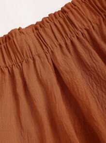 Sweetra 2pcs Solid Color Cropped Camisole Top And Elastic Waist Shorts Set, Slim-Fit