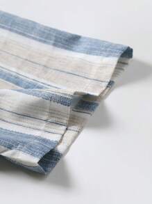 Manfinity Homme 男士夏季沙滩度假风撞色条纹印花短袖衬衫男沙滩衬衫条纹沙滩衬衫男男士条纹衬衫男夏季衬衫男士休闲短袖衬衫蓝白男衬衫蓝白条纹衬衫 - 彩色 - 查看 6