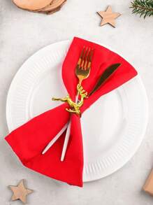 1pc/6pcs/12pcs Christmas Napkin Rings, Gold/Silver Snowflake & Deer Shape Solid Color Alloy Polished Metal Rings, Carved Openwork Design, Christmas Decorations, Tabletop Decor, Wedding, Birthday, Party - Multicolor - View 3