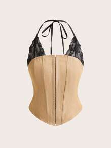 SHEIN ICON 女式合身蕾丝边二合一挂脖吊带背心