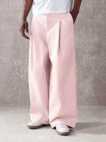 SUMWON 阔腿筒形剪裁裤奢华正装长裤商务专业办公室装宽松廓形宽腿裤