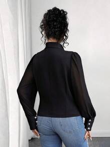 Elenzga Plus Size Cape Collar Lantern Sleeve Blazer Graduation,Back To School,Teacher Outfits For Women Fall Cloth For Women Autumn - Black - View 2