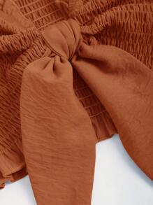 Sweetra طقم ملابس علوية كروب بلون واحد وشورت بخصر مطاطي، قياس ضيق 2 قطعة