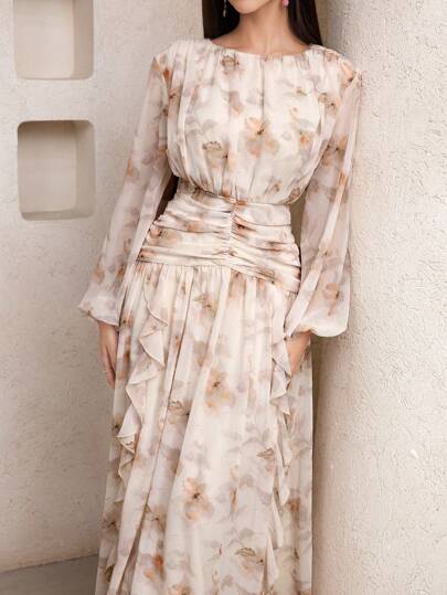 Veilorie 露肩腰褶浪漫荷叶边舒适优雅夏装