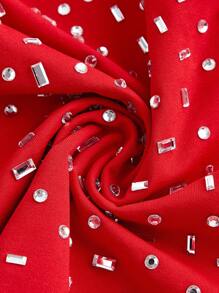 SHEIN ICON Women Sexy Simple Party Holiday Halter Backless Diamond Jumpsuit Casual Wear