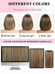 Peluca con cabello humano recto de bob corto, color miel marrón, con lace frontal de 13*4 pulgadas y lace transparente, 100% cabello humano Remy para mujeres