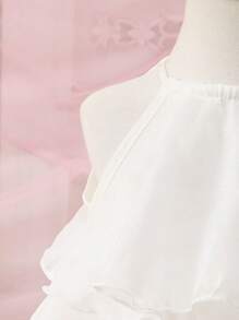 SHEIN Babygirl Cute White Elegant Organza Summer Dress - White - View 6