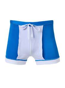 Manfinity KASUA Men's Summer Beach Vacation Contrast Trim Comfortable Swim Trunks