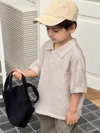 DAZY 儿童秋季短袖印花Polo衫，适合小男孩和夏季穿着