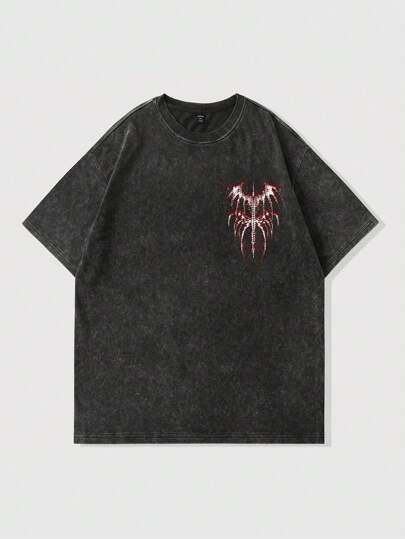 Goth Goth Graphic Print Summer Casual Versatile Round Neck Short Sleeve T-Shirt