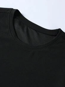 Manfinity Homme 男士纯色圆领插肩短袖休闲蚂蚁面料 T 恤，夏季男士黑色 T 恤肌肉 T 恤男士男士 T 恤 100 件黑色男士 T 恤套装男士修身黑色 T 恤 - 黑色 - 查看 3