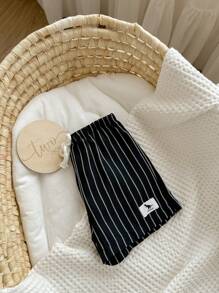 Baby Boy & Girl Elastic Waist Colorful Striped Decorative Tags Casual Shorts