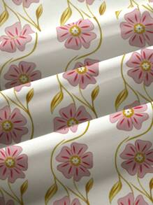 SHEIN Najma 粉色花卉印花优雅甜美女士阿拉伯连衣裙 - 彩色 - 查看 4