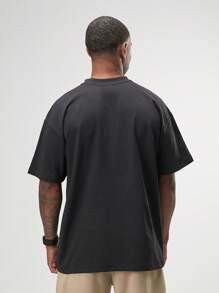ARC Men's Aspire Oversized Round Neck Short Sleeves T-Shirts Summer - Black - View 2