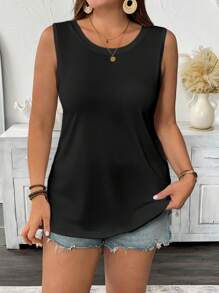 EMERY ROSE 3件套加大码女式纯色圆领无袖上衣三件套 - 彩色 - 查看 3