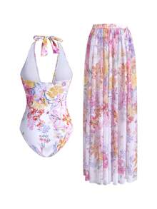 Swim Oasis Women's Romantic Luxury Ombre Floral Print One Piece Swimsuit - Multicolor - View 2