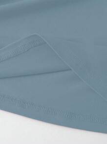 SHEIN Unity Women's Letter Printed Short Sleeve Top LOS ANGELES Graphic Tees Women Tops - Dusty Blue - View 4