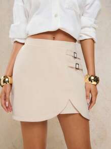 COSMINA Women's Elegant Commuter Mini Skirt, Spring/Summer - Khaki - View 7