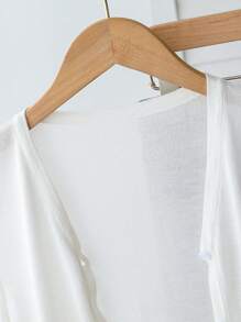 Girls' Lightweight Simple Fashion Knit Sweater, Long Sleeve Air-Conditioning Cardigan White Cardigan Cropped Cardigan Cardigan Casual White Jacket Button Cardigan Fall Winter - White - View 4