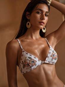 MOTF PREMIUM WOMEN SUMMER BEACH FLORAL PRINT SCALLOP EDGE BIKINI SWIMSUIT - Multicolor - View 2