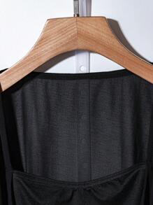 GlowEve Top holgada de cuello cuadrado con malla de contraste para mujer - Negro - Ver 3