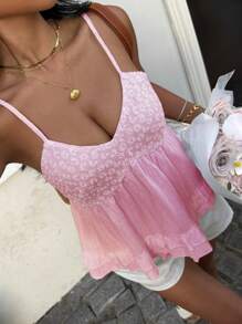 Sunnyshic Top canotta attillato bianco con scollo a taglio e ricamo, stile vacanza dolce