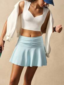 VARSIVA Solid Color Sports T-Shirt & Tank Top, Fashionable For Summer Gym Top V Neck Sports Bra Removable Cups Sports Bra Compression Sports Bra Sports Bra Yoga Bra - White - View 9