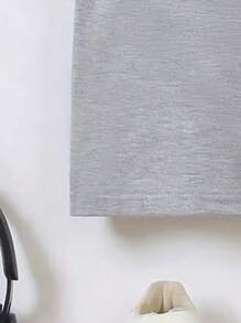 Lässiges, bequemes Basic T-Shirt mit Rundhalsausschnitt und Buchstaben Muster für Tween-Jungen, kurzärmliges Sommeroberteil