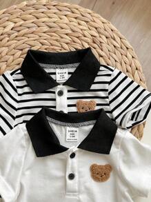 Set de 2 piezas de raniper casual con rayas para bebé recién nacido niño, adecuado para fiesta de cumpleaños, ceremonia, boda, baby shower