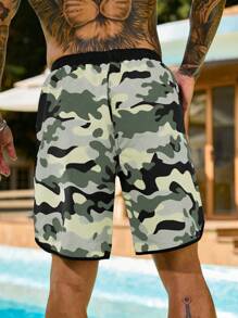 Manfinity Swimmode Men's Casual Camo Print Beach Shorts - Multicolor - View 2