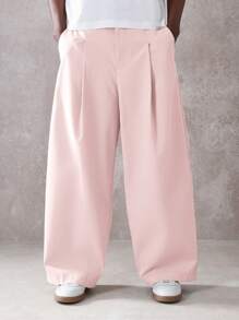 SUMWON 阔腿筒形剪裁裤奢华正装长裤商务专业办公室装宽松廓形宽腿裤