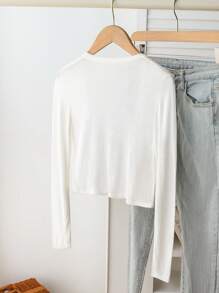 Girls' Lightweight Simple Fashion Knit Sweater, Long Sleeve Air-Conditioning Cardigan White Cardigan Cropped Cardigan Cardigan Casual White Jacket Button Cardigan Fall Winter - White - View 3