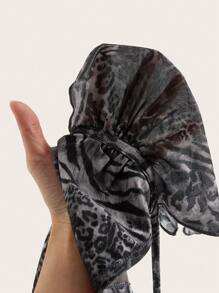 SHEIN ICON 复古豹纹露背露背短款上衣，下摆开叉 - 彩色 - 查看 5