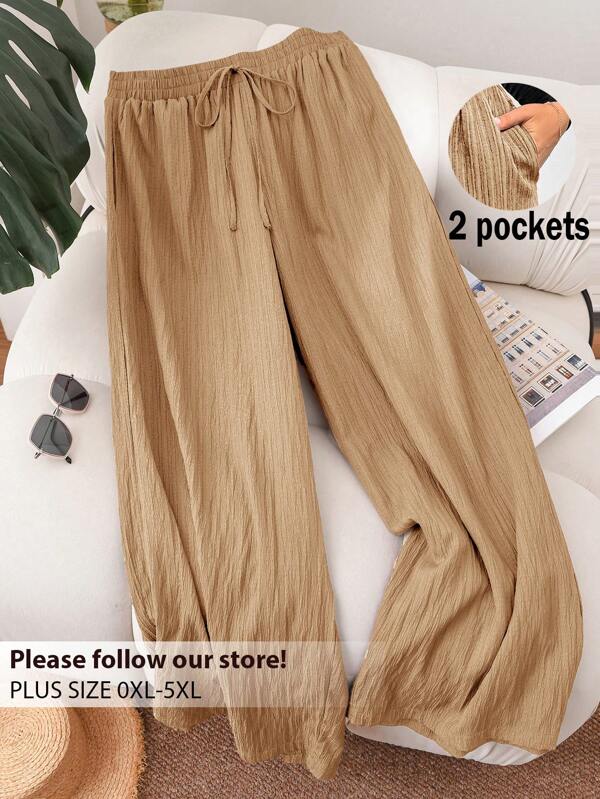 CosyJoli Plus Size Women's New Spring Summer Business Casual Woman Beach Outfits For Woman Valentine Day Style Fashion Commuting Elegant Purple Lotus Root Pink Wide-Leg Trousers, Pocket Trousers.Pants Beach Vacation Outfits Lavender College Students Outfit Valentines Clothes Cruise Outfits Women Summer Pants Baggy