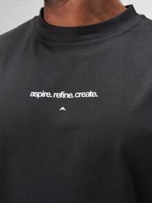 ARC Men's Aspire Oversized Round Neck Short Sleeves T-Shirts Summer - Black - View 4