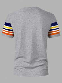 Manfinity Homme 男士夏季休闲撞色条纹短袖T恤 - 彩色 - 查看 2