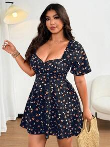 SHEIN Clasi Bộ đồ liền thân hở lưng gợi cảm viền ren cỡ lớn, trang phục đi biển và đi nghỉ cho phụ nữ - Màu xanh hải quân - Xem 5