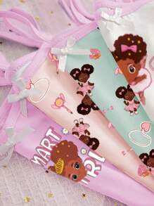 8件套女童简约时尚可爱图案印花吊带背心和三角裤内衣套装 - 彩色 - 查看 5