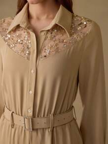 MOTF PREMIUM CONTRAST SEQUIN EMBROIDERY JUMPSUIT