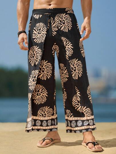 Manfinity RSRT Men's Casual Summer Printed Pocket Pants Men Beach Pants Hawaiian For Men