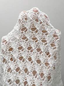 Breezaya Cardigan de punto hueco, suéter de manga larga para primavera y otoño - Blanco - Ver 8