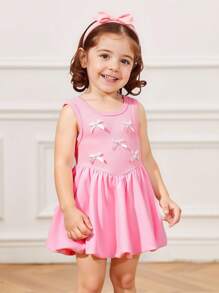 SHEIN Playful Pals Baby Girls' Summer New Arrival Black Halter Vintage Tutu Ballet Princess Dress With Butterfly Decor Baby Dresses For Girls Dresses For Baby Girl Dresses For S Baby Girl Clothes Girl Summer Dress - Pink - View 3